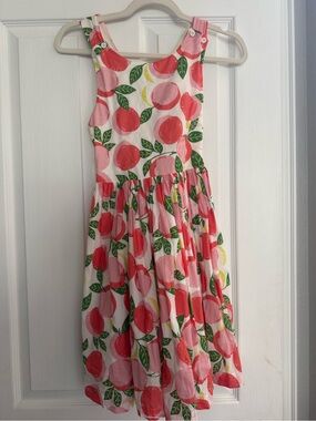 Girls Peach-Print Pink Cotton Sundress